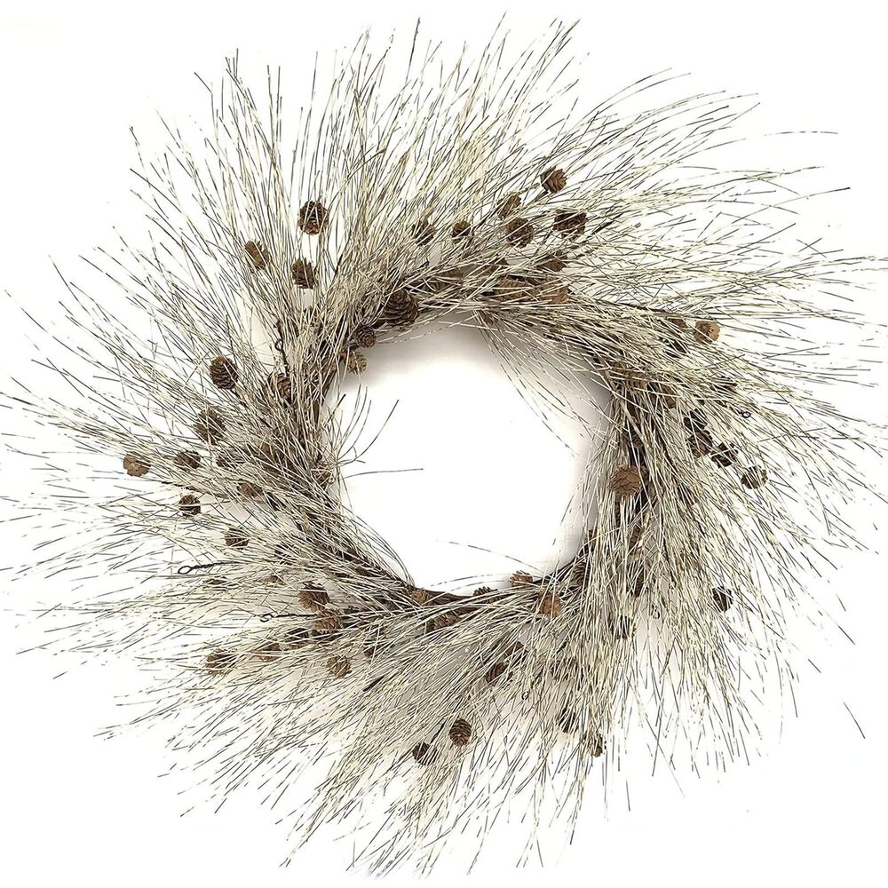 3514 Winter Birch Wreath Pinecone Wreath 26 Inch Winter Front Door Wreath